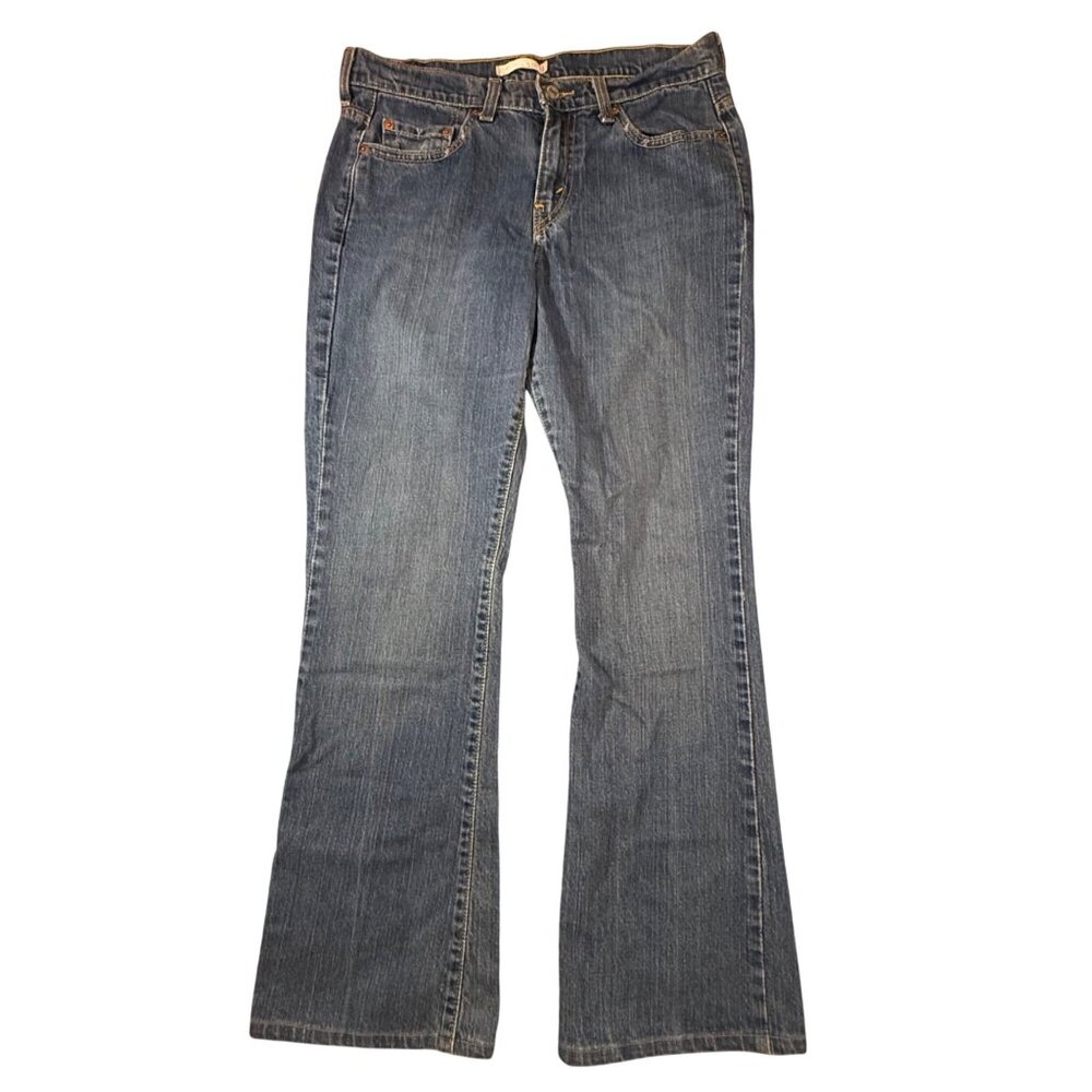 Levis 515 Bootcut Jeans Womens Medium Wash Denim Cotton Stretch Frayed Pocket-8